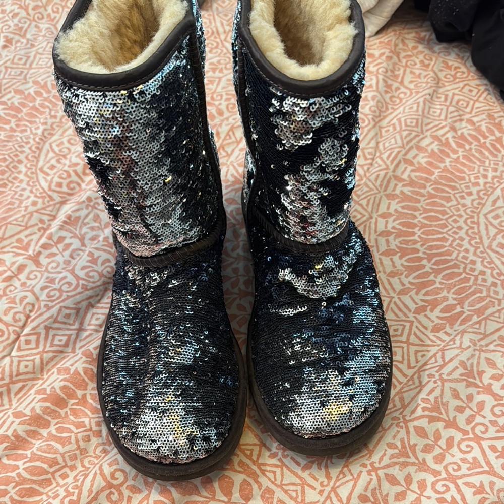 Sequin Black Boots